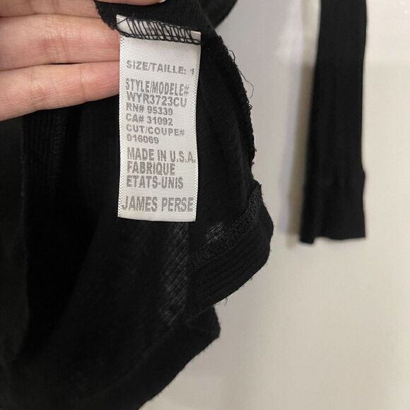 James Perse lightweight scoop neck black long sleeve knit shirt size 1 Small - Picture 4 of 4